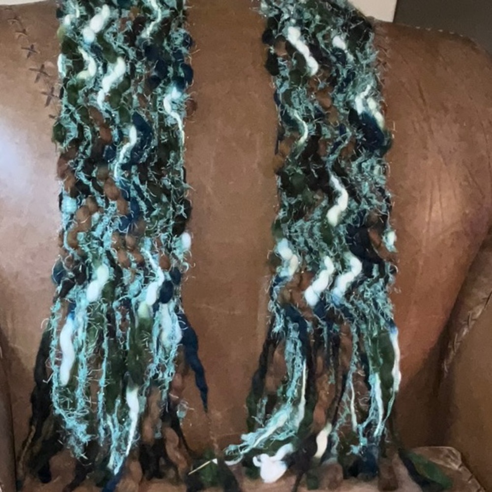 Artisan Made Multi Color Long Fiber Arts Oblong Scarf
